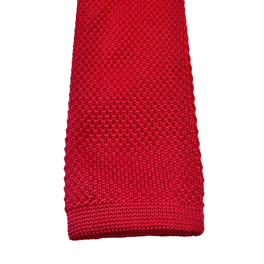 U.S. Polo Assn. Red Knit Necktie – Textured Skinny Tie, Handmade